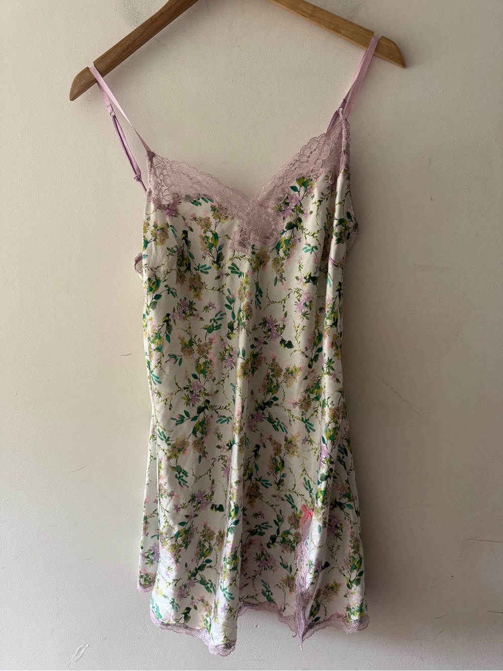 Victoria’s Secret Green and Purple Floral Lace Satin Slip Dress